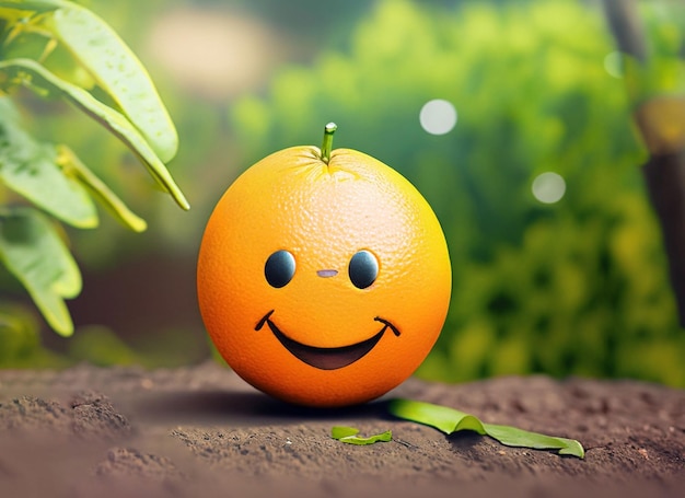 A Smiley Cute Orange in A Garden World Smile Day