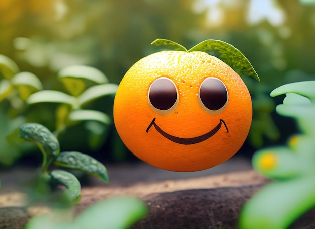 A Smiley Cute Orange in A Garden World Smile Day