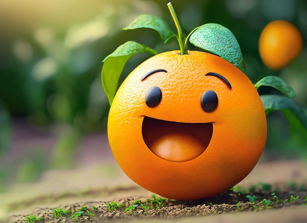 A Smiley Cute Orange in A Garden World Smile Day