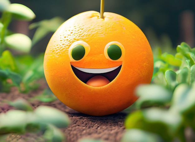 A Smiley Cute Orange in A Garden World Smile Day