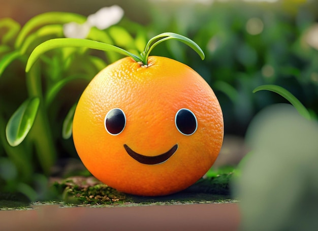 A Smiley Cute Orange in A Garden World Smile Day