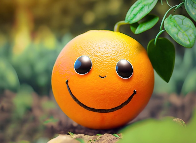 A Smiley Cute Orange in A Garden World Smile Day