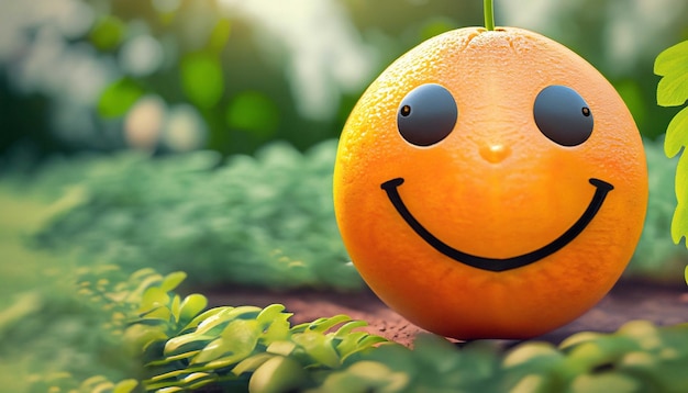 A Smiley Cute Orange in A Garden World Smile Day