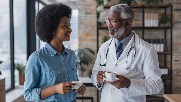 Smiley doctor and nurse talking