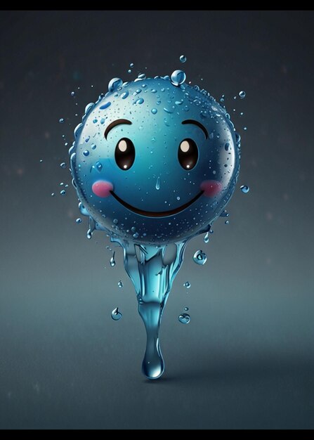 Photo a smiley face is shown with water drops