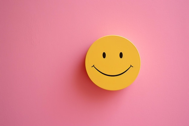 Smiley face on a pink background 3d render Emoticon