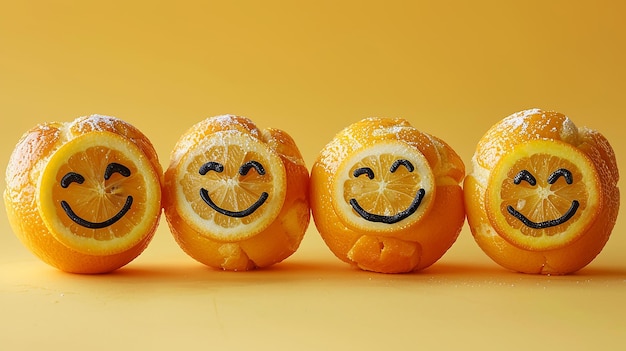 Photo smiley faces expressing joyful moments