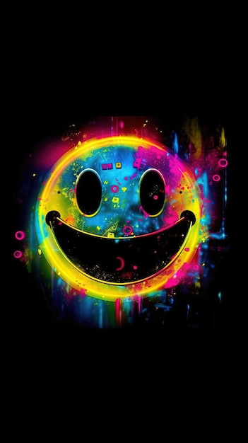 Smiley Graffiti Art colorful black background