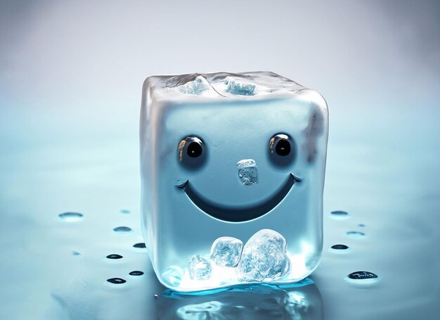 Smiley Ice Cube On A Water World Smile Day