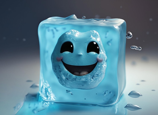 Smiley Ice Cube On A Water World Smile Day