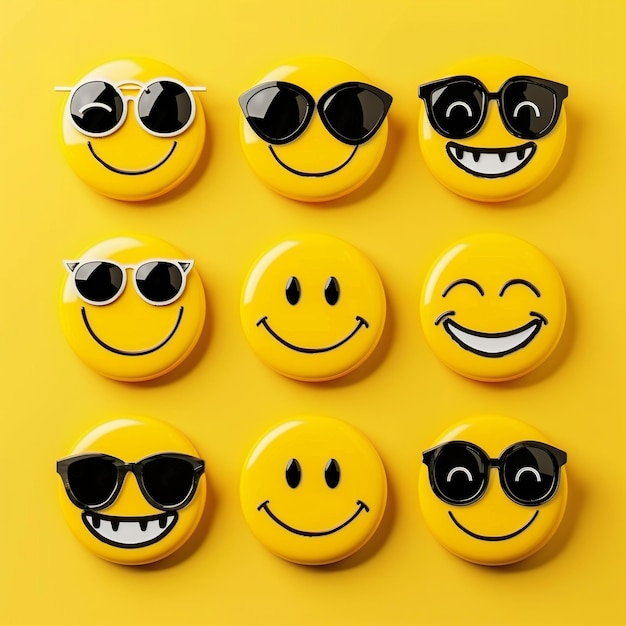 Smiley icons with cute 2D drawing feeling