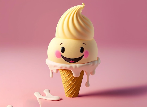 Smiley Vanilla Icecream On A Light Pink Background World Smile Day