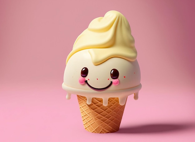 Smiley Vanilla Icecream On A Light Pink Background World Smile Day