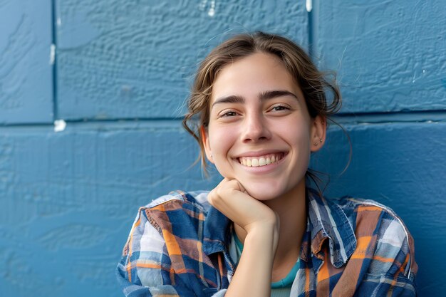 Smiley young woman posing with copy space