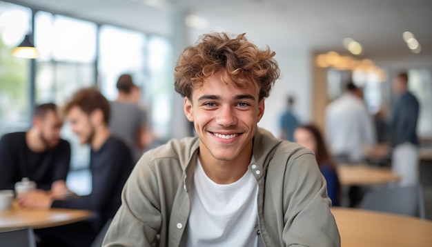 a smiling 17 year old international male student at university in Germany