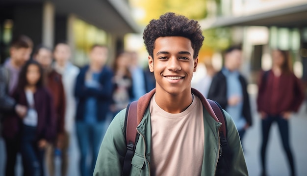 a smiling 17 year old international male student at university in Germany