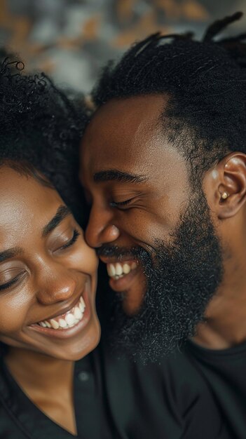 Photo smiling african american couple expressing love and happiness