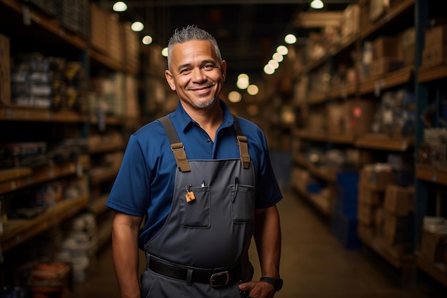 Smiling American Senior Hardware Store Worker Posing in the Shop