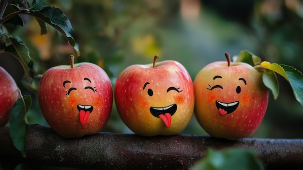 Photo smiling apple a juicy and cheerful fruit fresh and healthy red and green on colourfull background