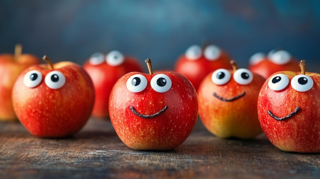 Photo smiling apple a juicy and cheerful fruit fresh and healthy red and green on colourfull background