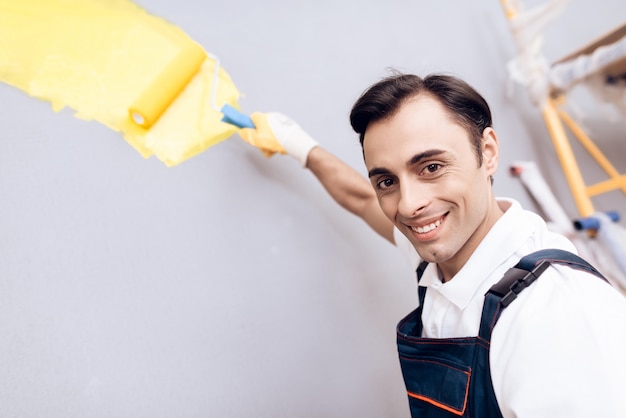 Smiling Arab Master with Paint and Brush in Hand.