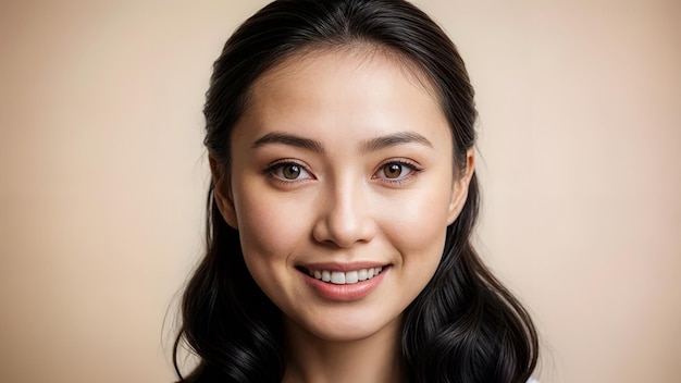 smiling asian woman with natural makeup