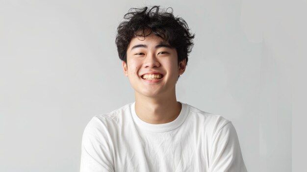 Smiling Asian Young Man Set on transparent background on transparent background