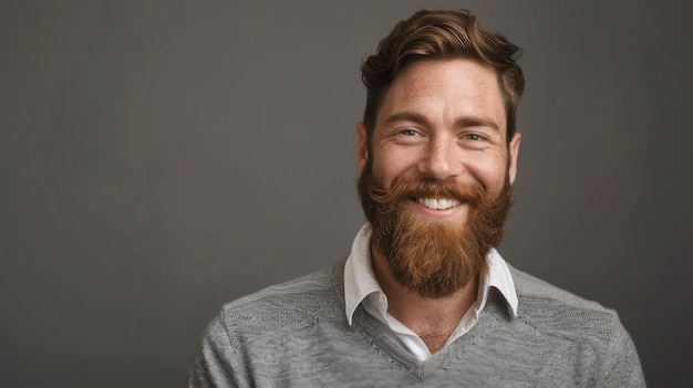 Smiling bearded man in a casual sweater