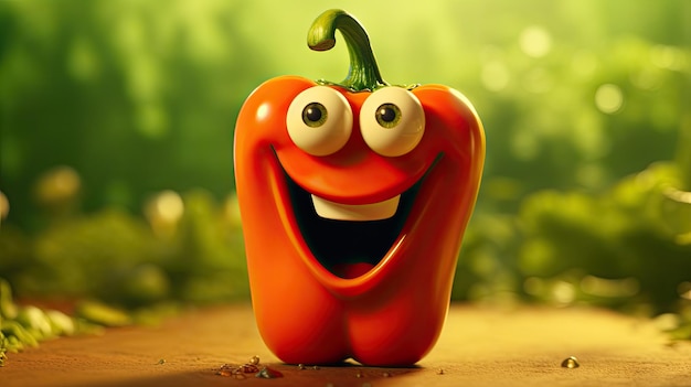 Smiling bell pepper cartoon