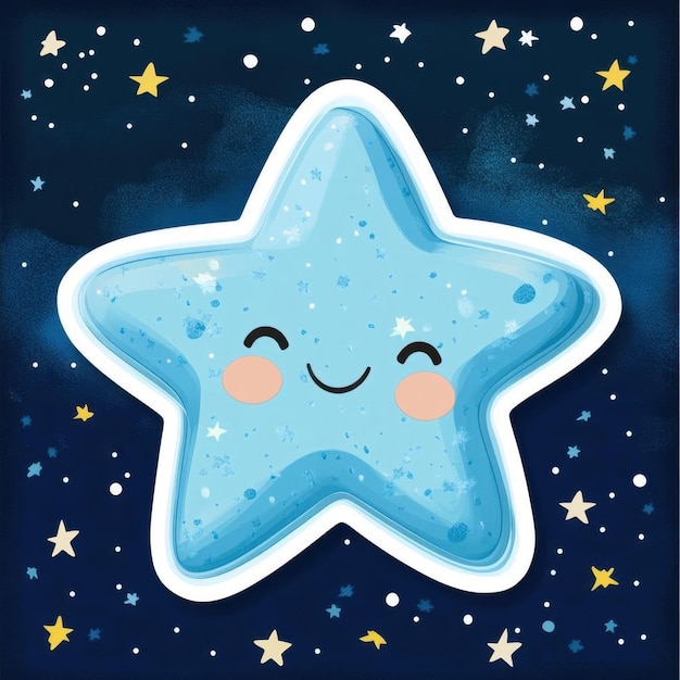 Photo smiling blue star in night sky