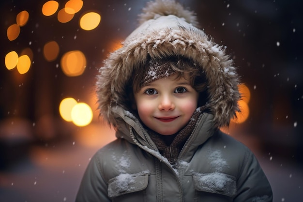 Smiling Boy in Cozy Winter Wear