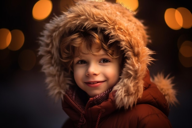 Smiling Boy in Cozy Winter Wear