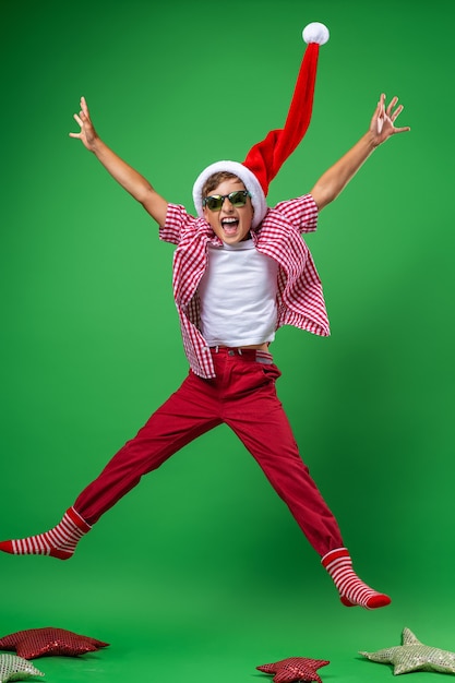 smiling boy in a Santa Hat