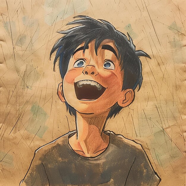 A smiling boy shouts his determination A midsummer color inspired by July and summer The background