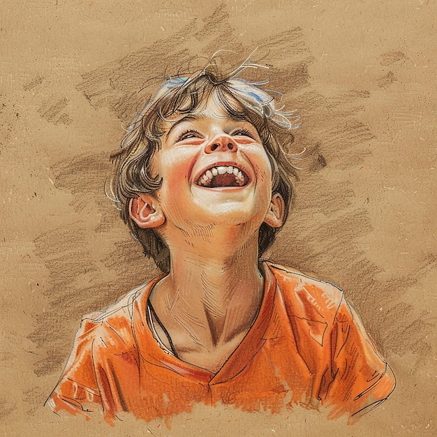 A smiling boy shouts his determination A midsummer color inspired by July and summer The background