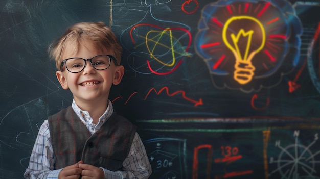 Smiling Boy with a Lightbulb Idea