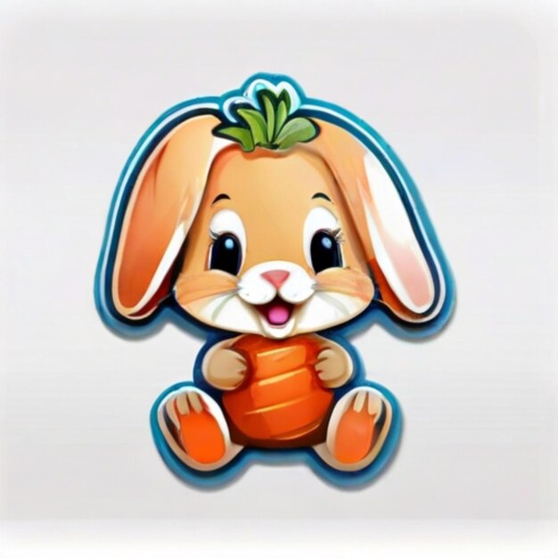 smiling bunny sticker with carrot32