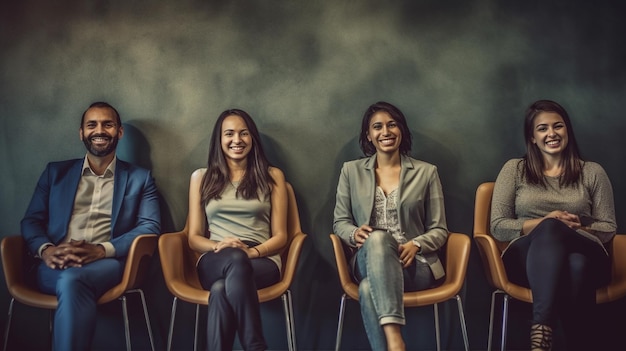 Smiling business people waiting for job interview Group of business people waiting for job interviewgenerative ai