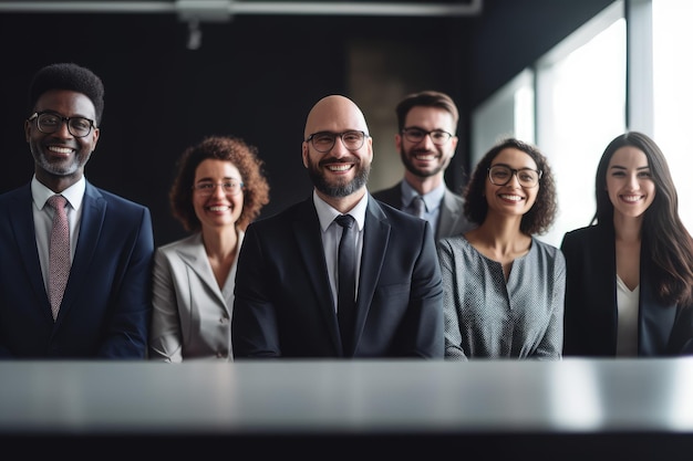 Smiling business person group Generate Ai