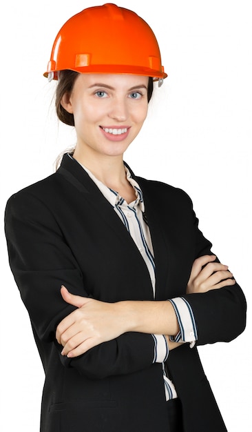 Smiling business woman engineer