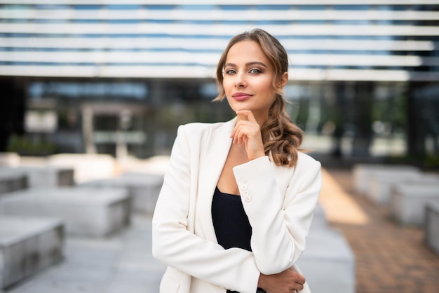 Smiling businesswoman outdoor