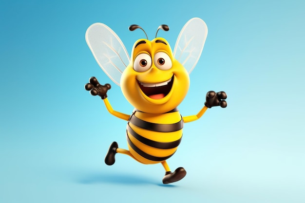 Photo a smiling cartoon bee 3d render style ai generated