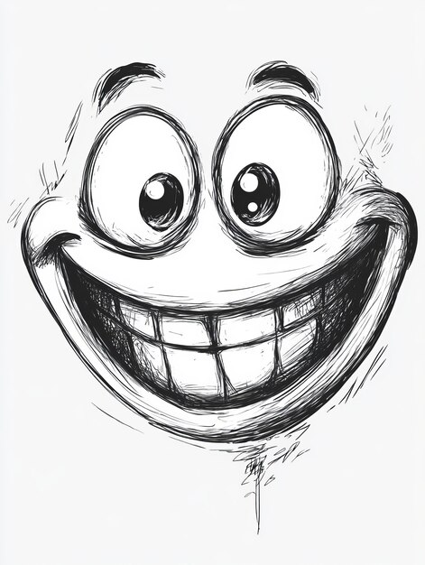 Photo smiling cartoon face sketch