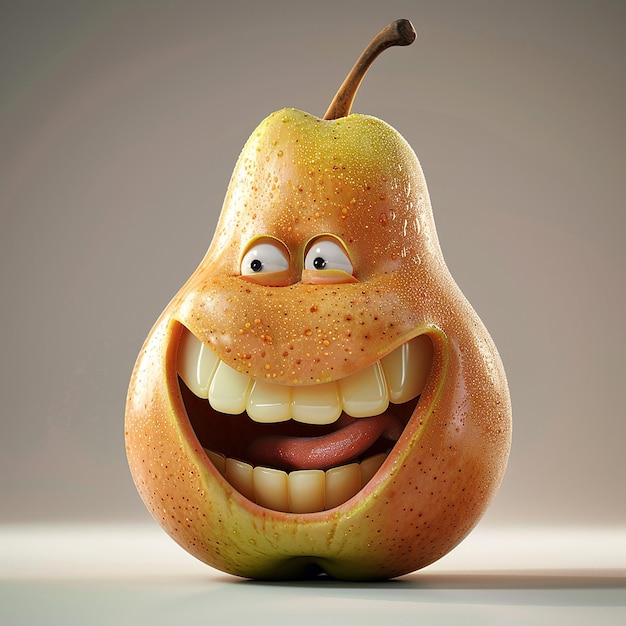 smiling cartoonish 3d pear