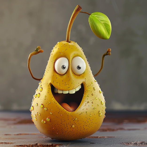 smiling cartoonish 3d pear