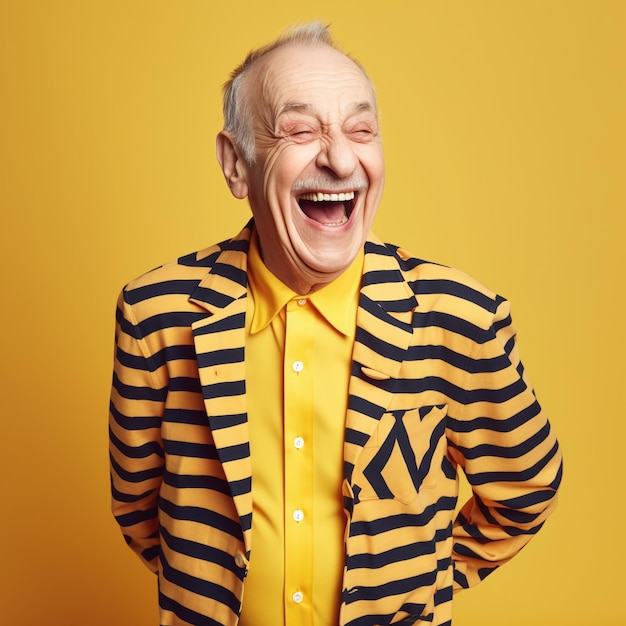 Smiling and cheerful Man in a striped jacket on an isolated background