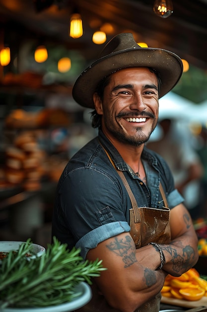 a smiling chef with his arms crossed and smiling