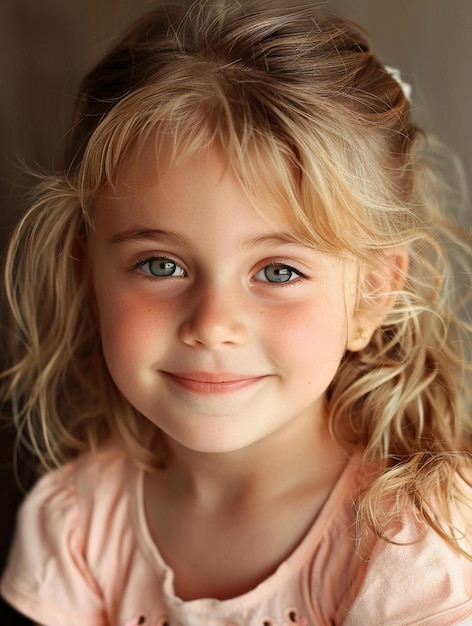 Smiling Child with Blonde Hair and Blue Eyes Joyful Portrait