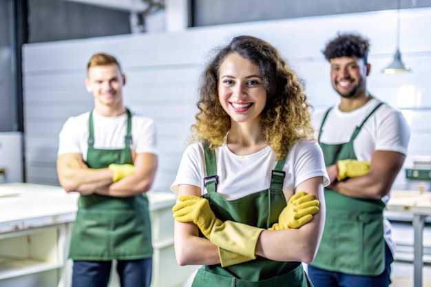 Photo smiling cleaning lady