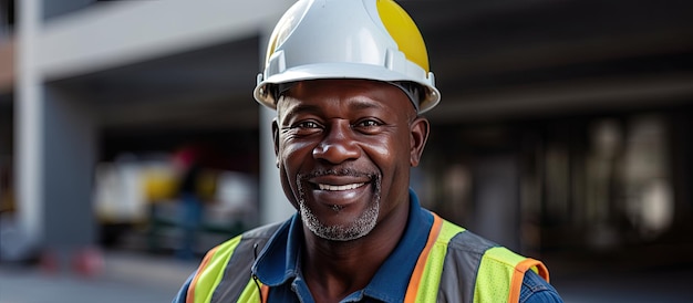 Smiling construction worker at building site